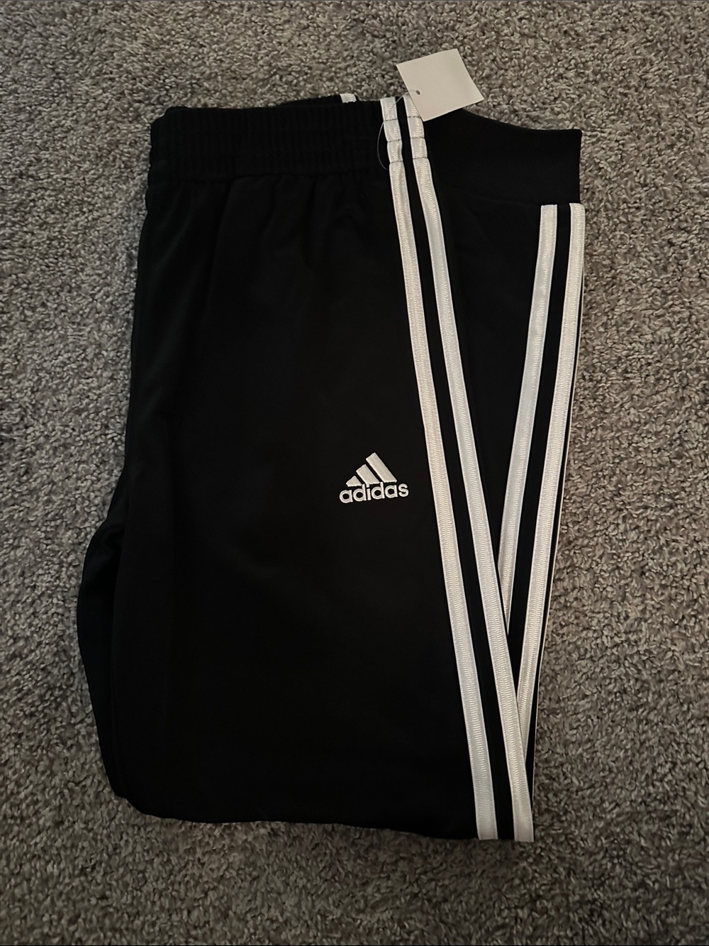 Adidas Kids Size M 10/12 Black Track Pants with White 3-Stripes